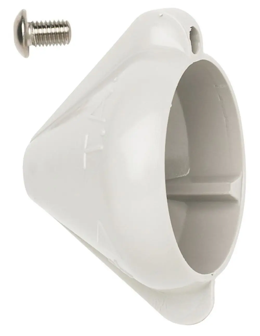 Weißes Kunststoffhandrad mit Schraube, hergestellt von IMI Hydronic Engineering, zur manuellen Betätigung von Ventilen.